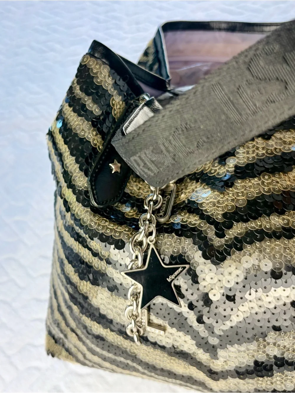 Vintage 2001 LeSportsac Remix NWT Limited edition Remix Zebra Sequin Hobo bag